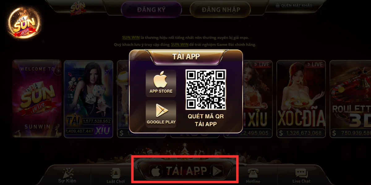 Tải app để đăng nhập Sunwin trên di động